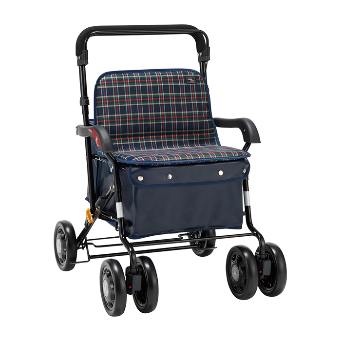 【美品】マキテック ワイドブル NOB-42KC シルバーカー 黒チェック マキテック 【メーカー直送】シルバーカー ワイドブル NOB-42 ワイド座
