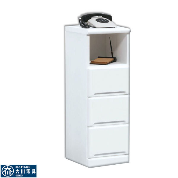 電話台 ルーター収納 FAX台 ファクス台 ｔｅｌ 木製 収納 30幅 幅30cm 国産 日本製 完成品 引出し 箱組 北欧 シンプル モダン カラー等 ホワイト 材質 MDF エナメル塗装 インテリア 大川家具 アウトレット価格並楽天 通販