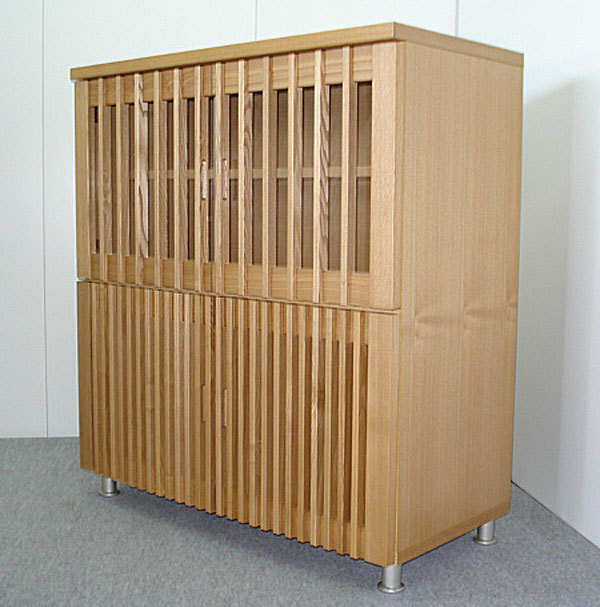 サイドボード90キャビネット和インテリア家具ナチュラル木製リビング収納90幅開き戸リビングボード和風食器棚カップボード格子電話台国産ファックス台大川家具高級FAX台日本製タモ無垢材完成品北欧モダン【送料無料】