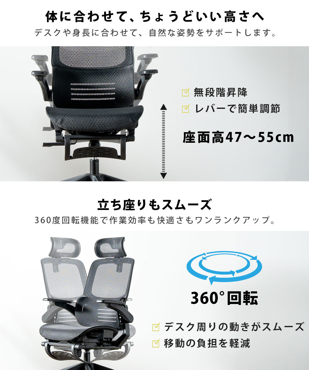 オフィスチェア デスクチェア メッシュ ワークチェア 人間工学