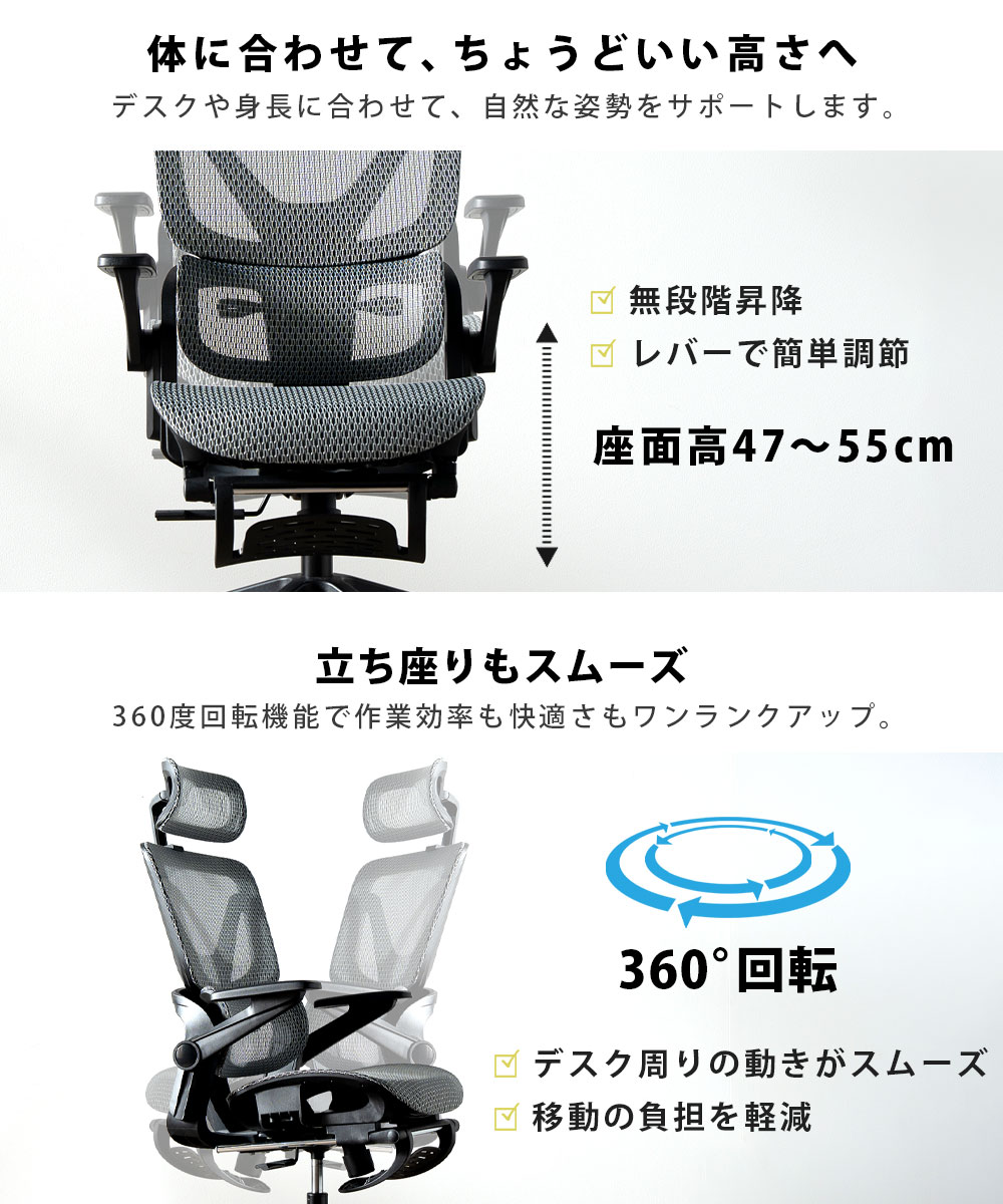 オフィスチェア デスクチェア メッシュ ワークチェア 人間工学