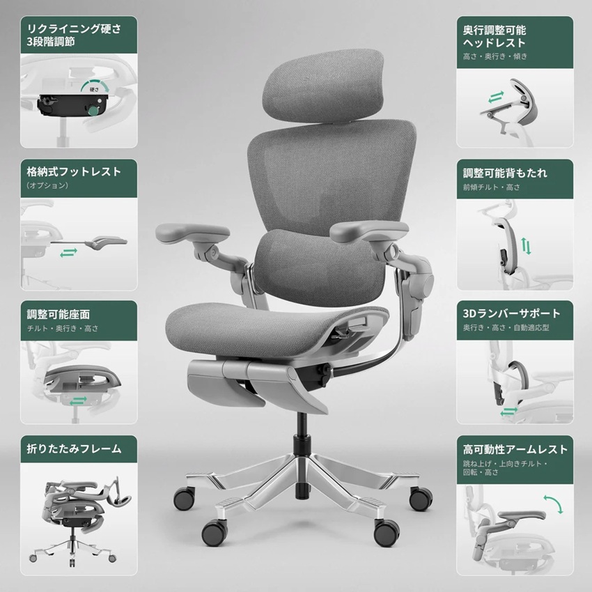 HINOMI H2 PRO エルゴノミクス オフィスチェア 人間工学 高性能 3D
