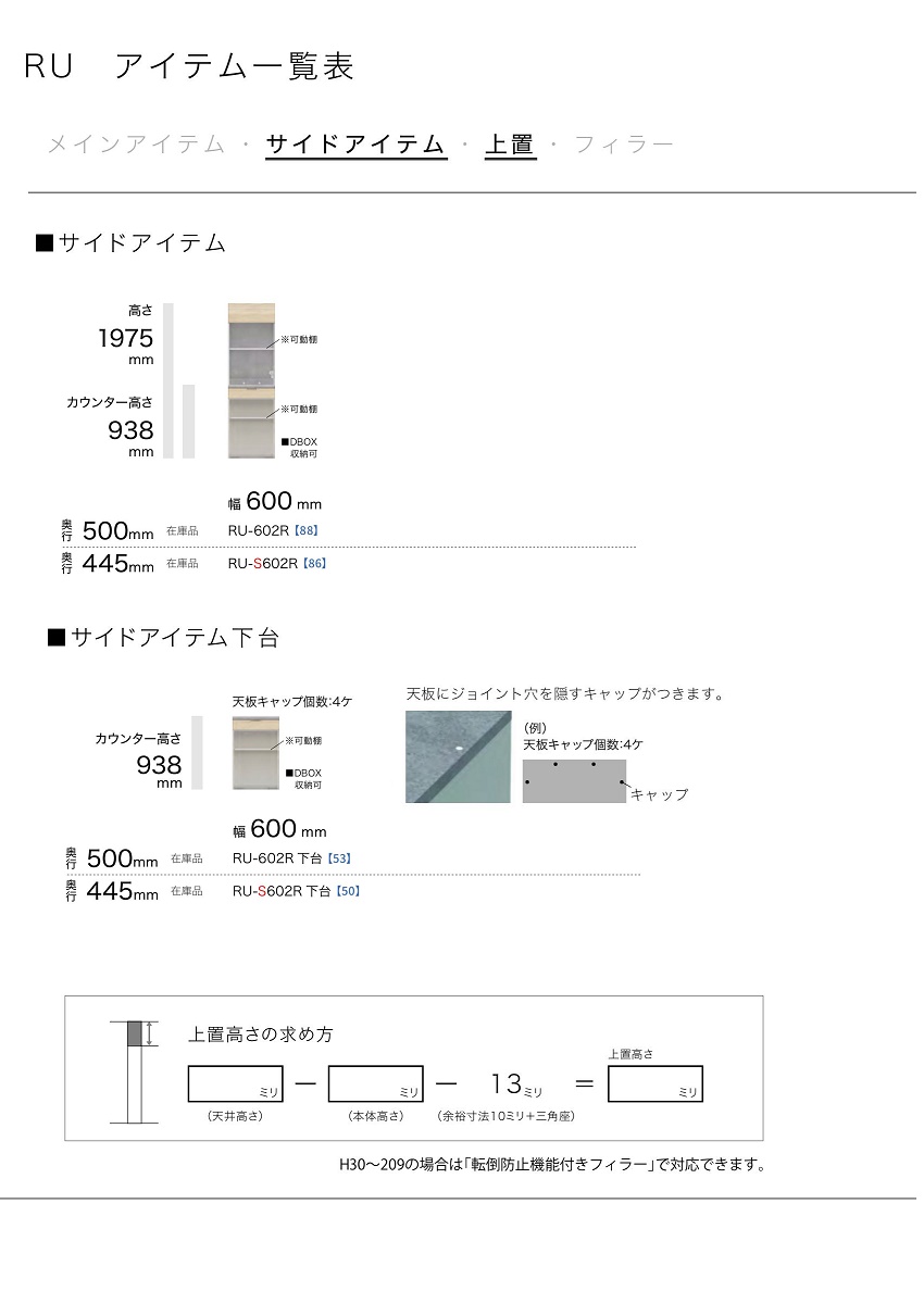 パモウナ キッチン RUシリーズ