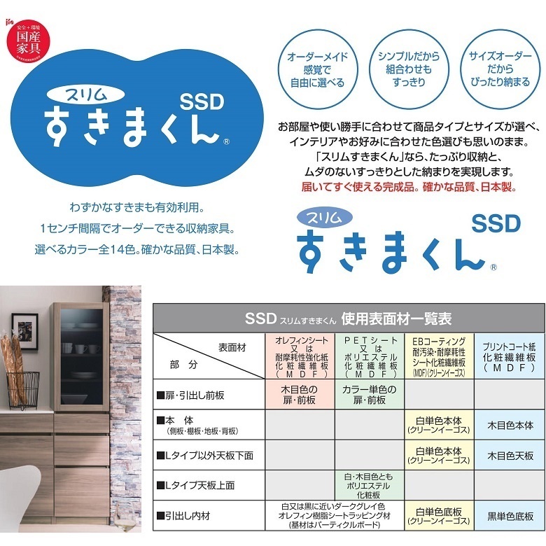 すきまくん スリム SSD-LS スライド棚 引出3段 幅31-45cm 奥行52cm