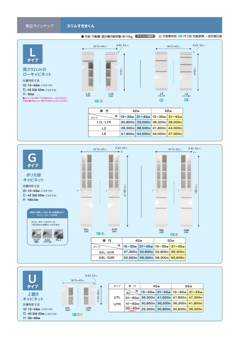 スリム すきまくん SSD-L1L L1R 幅31-45cm 奥行52cm 完成品 高さ92cm