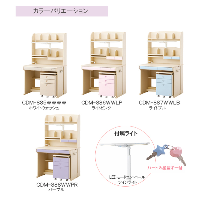 デスクマット付 コイズミ 学習机 CDファースト 2024年度 CDM-885WWWW