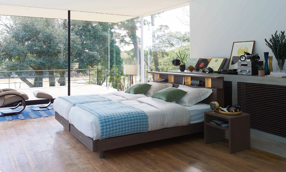 ベッドフレーム シェルフ2 ステーション セミダブル(SD)】シモンズ