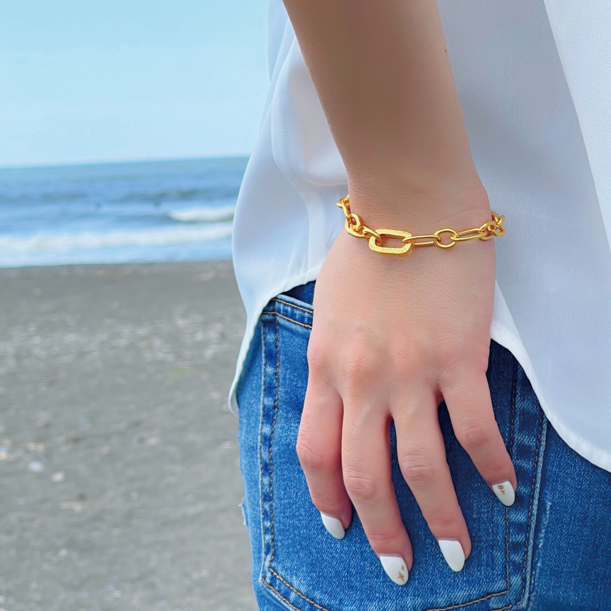 ブレスレット サージカルステンレス316L製 カラビナ チェーン