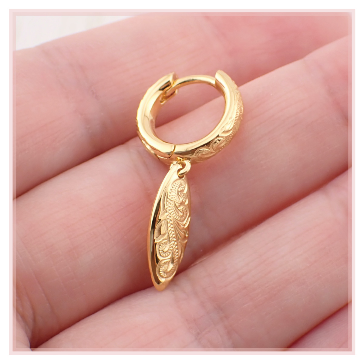 ピアス 金属アレルギー フープ レディース 片耳用 1個売り ハワイアンジュエリー ハワジュ サーフボード 波 夏 中折れ ワンタッチ 揺れる 爆買の画像