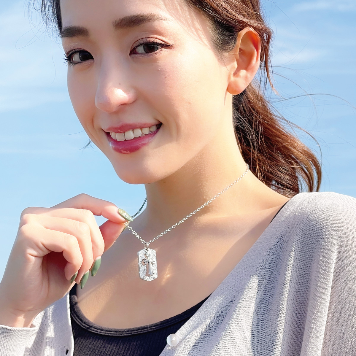 ネックレス サージカルステンレス316L製 ハワジュ クロス 十字架 プレート スクロール 低金属アレルギー対応 爆買_7