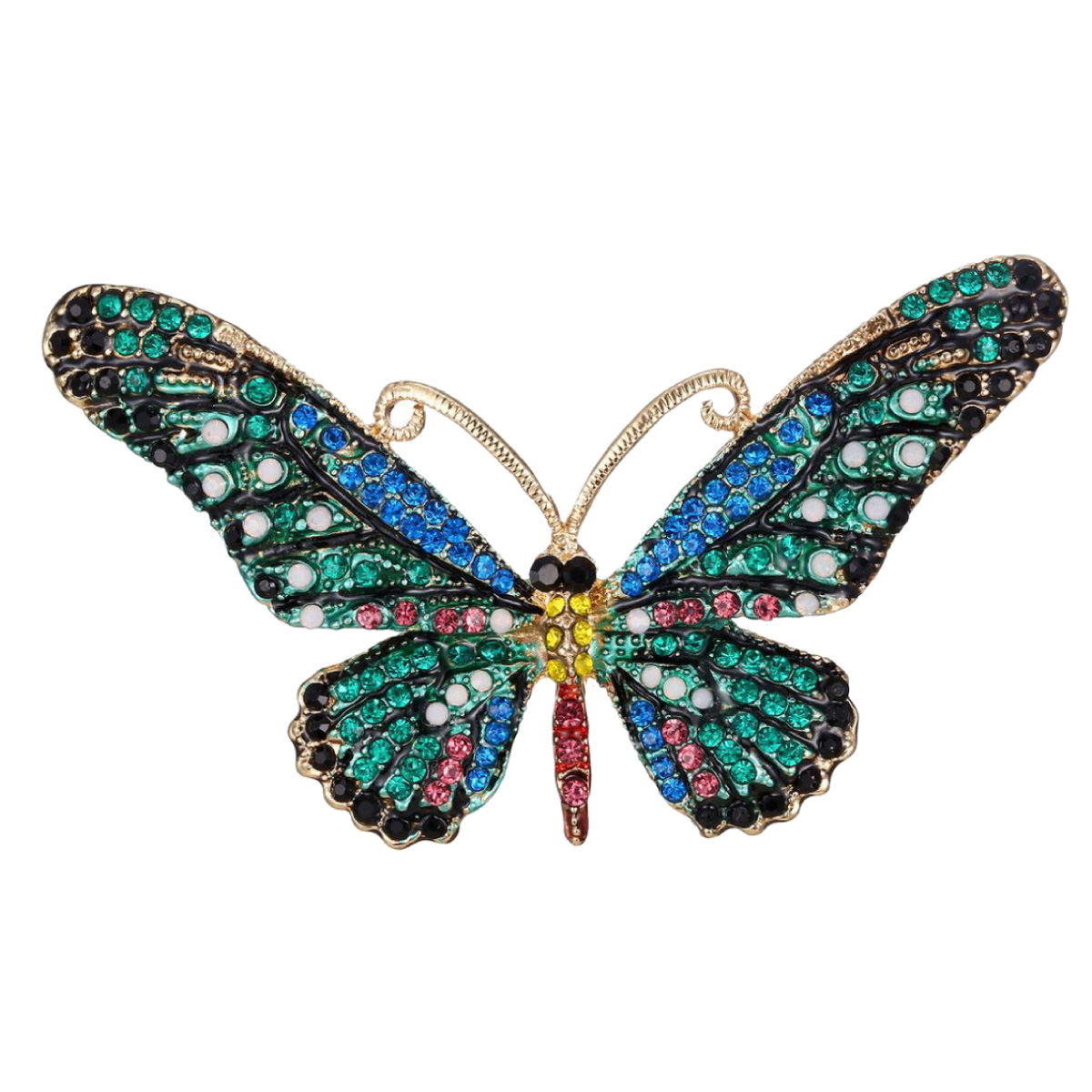 ブローチ 蝶 バタフライ 虫 ラインストーン パヴェ キラキラ おしゃれ カジュアル 個性的 ユニーク