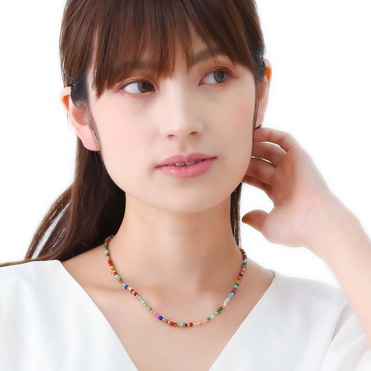 ◇天然石 ネックレス 2本セット マルチカラー クオーツ 14K 高品質レモンクォーツのシルバー925 / 14KGF ネックレス 天然石