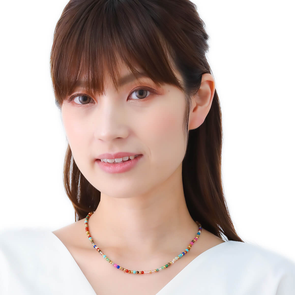 ネックレス サージカルステンレス製 天然石 カラフル マルチカラー