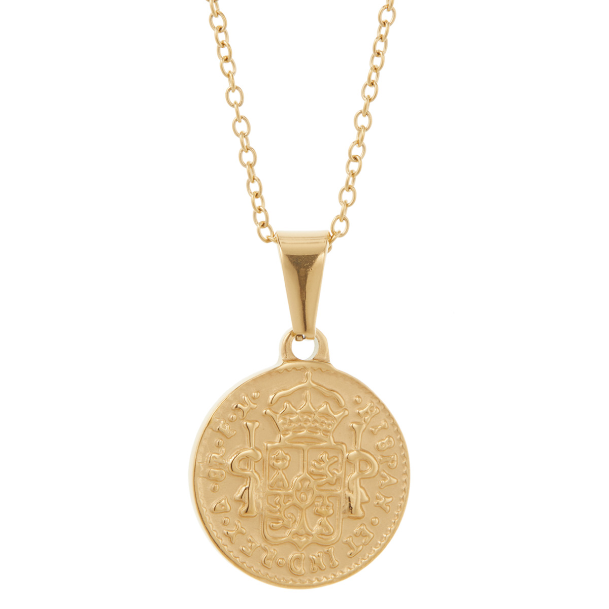 ネックレス レディース サージカルステンレス製 コイン メダイ 長方形 ゴールド アンティーク お肌に優しい 金属アレルギー対応 爆買