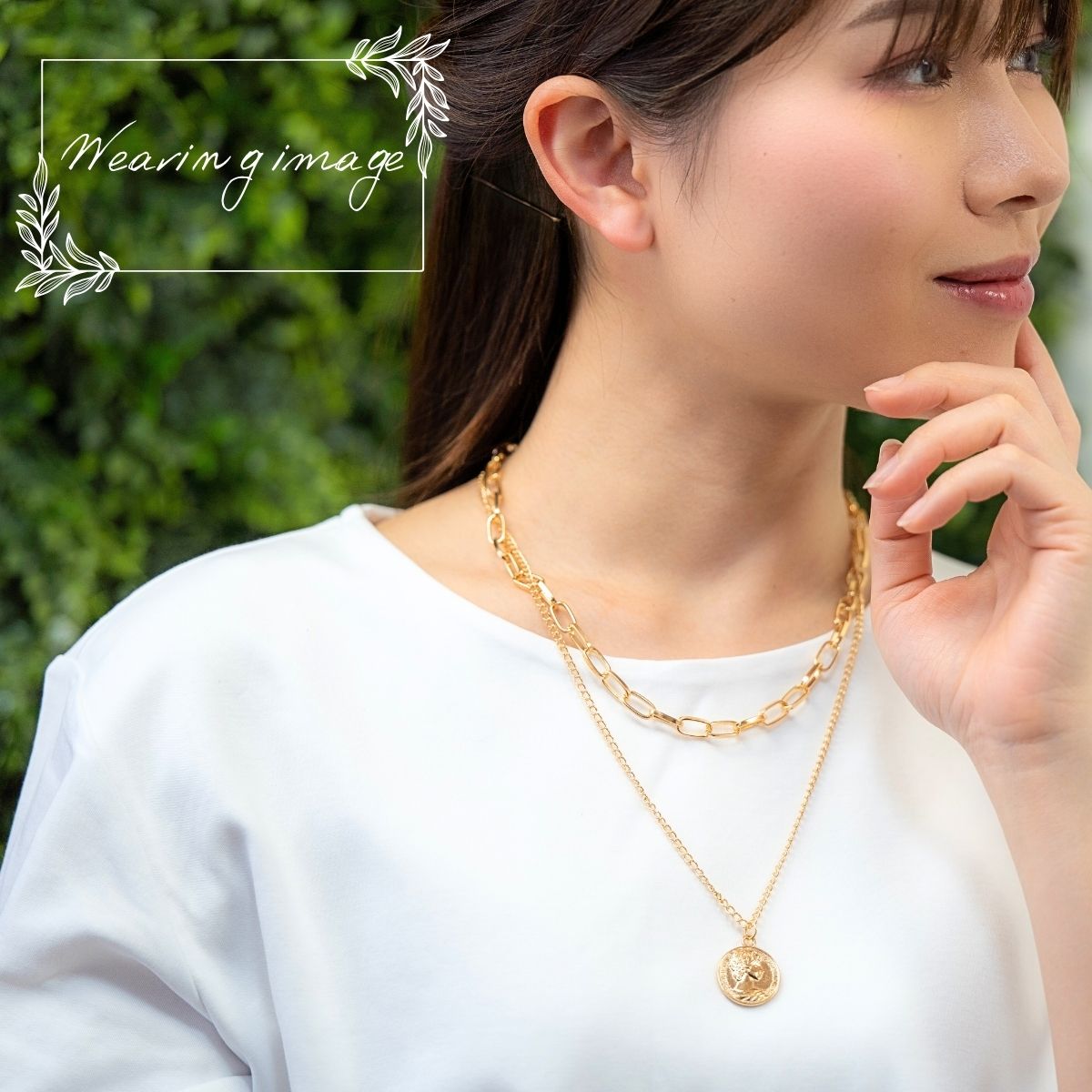 ネックレス ペンダント レディース 2連ネックレス 金貨 コイン