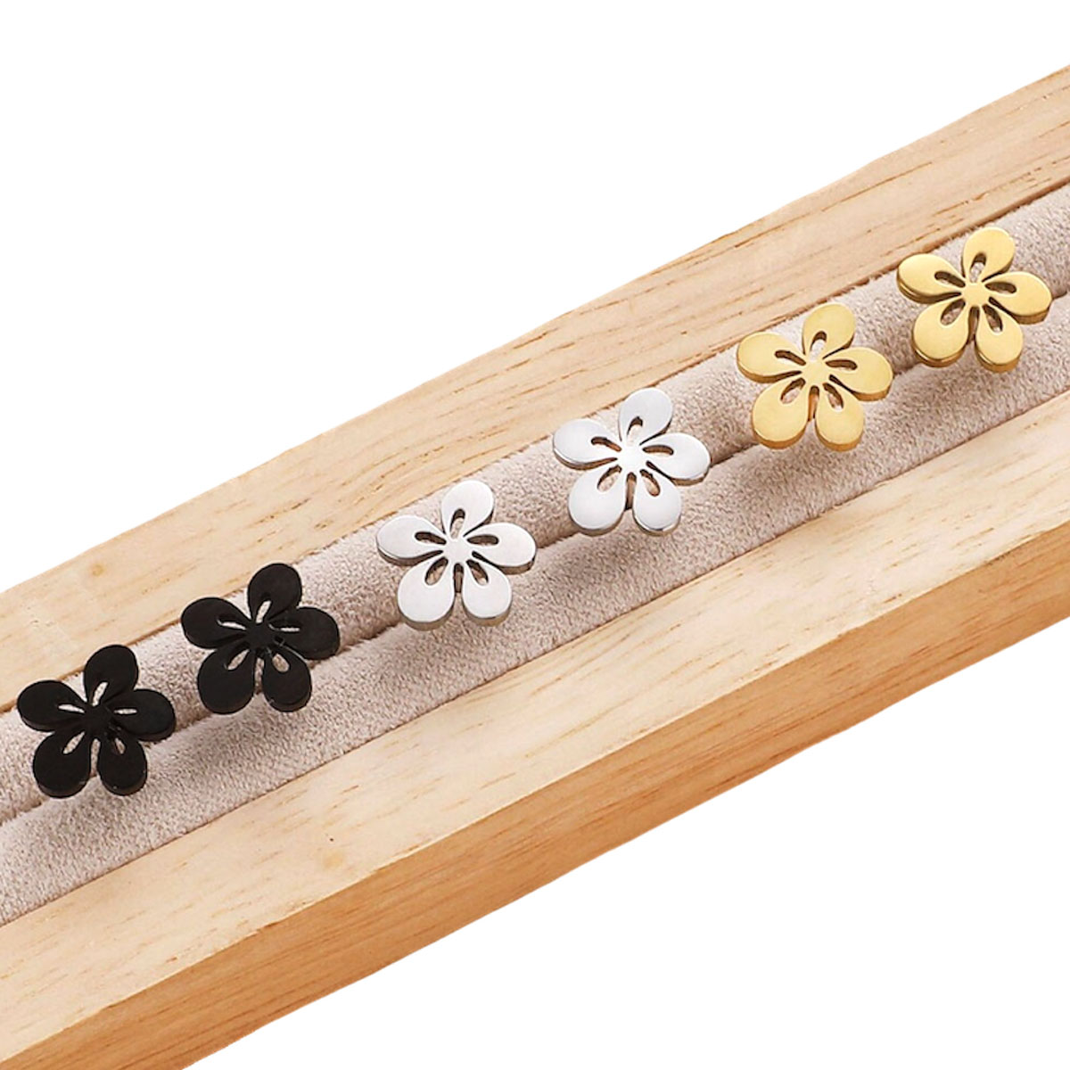 Yahoo! Yahoo!ショッピング(ヤフー ショッピング)ピアス レディース サージカルステンレス 両耳用 フラワー 花 花形 花型 小さめ 小ぶり シンプル 華やか 上品 シルバー ゴールド ブラック