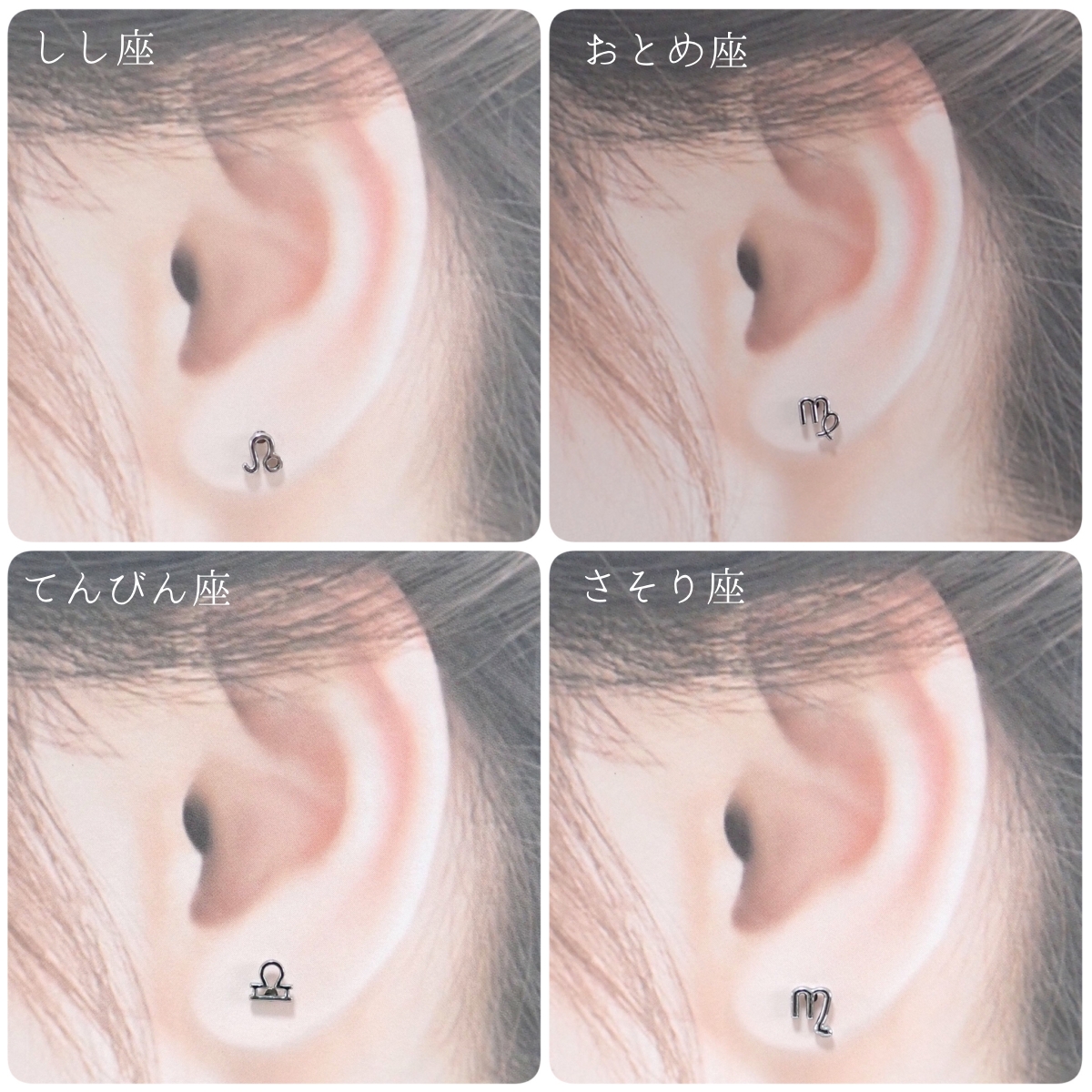 確認用ページ シリシャスシスト 約12mm サージカルステンレス ピアス ピアス 両耳用 レディース サージカルステンレス製 12星座 星座