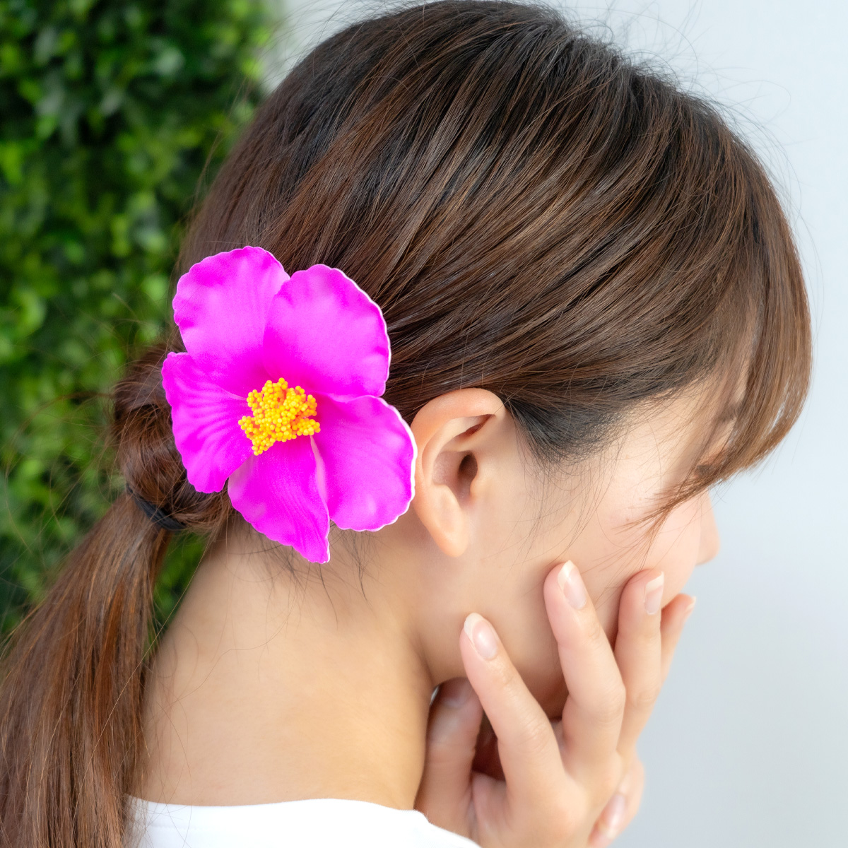 ヘアクリップ ヘアアクセサリー レディース ハイビスカス 花 夏 髪飾り