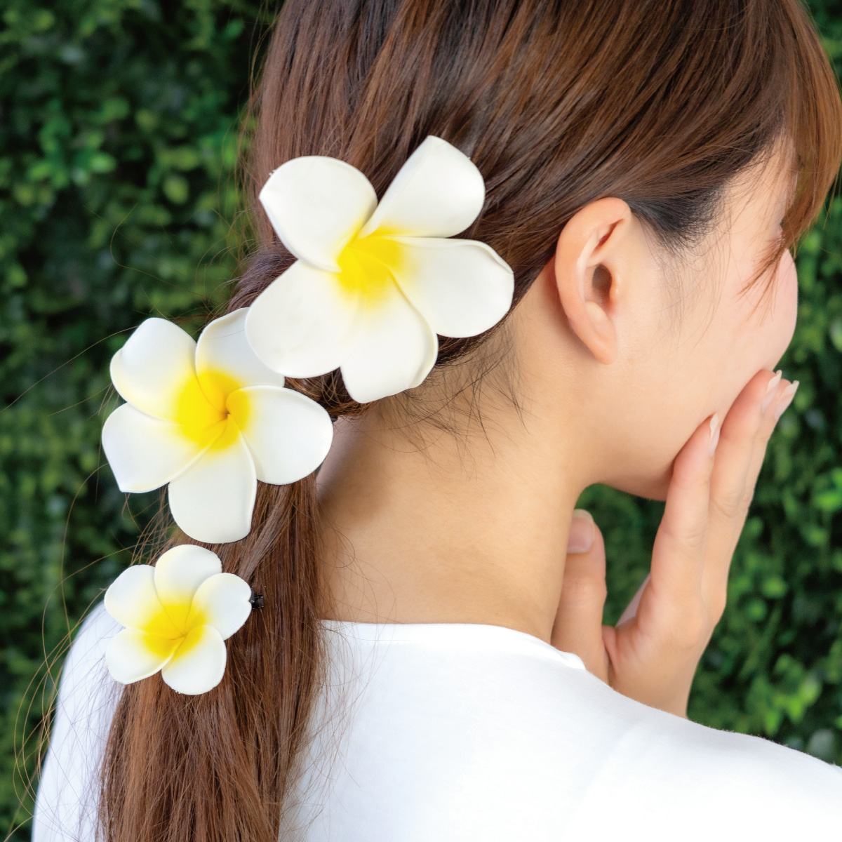 ヘアクリップ ヘアアクセサリー レディース プルメリア 3点セット 花