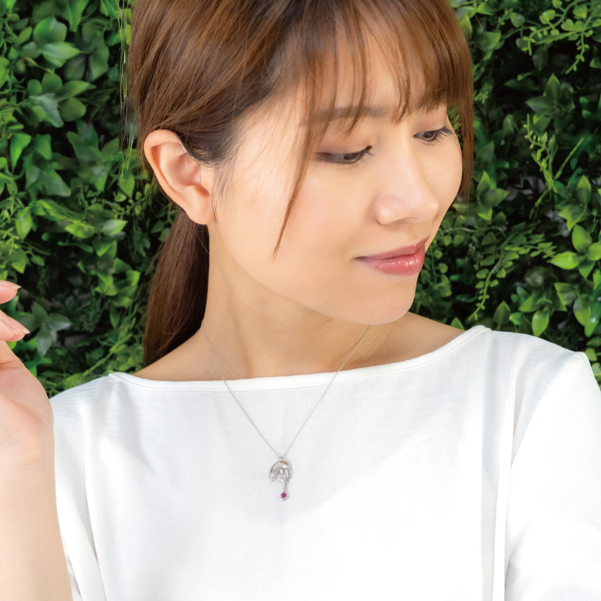 ネックレス ペンダント レディース シルバー925 誕生石 天然石 イルカ
