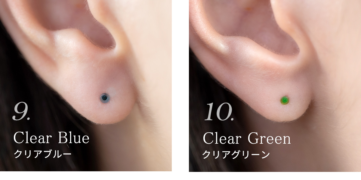 ガラスピアス 同色5本セット 18G 16G 14G 強化ガラス 金属アレルギー