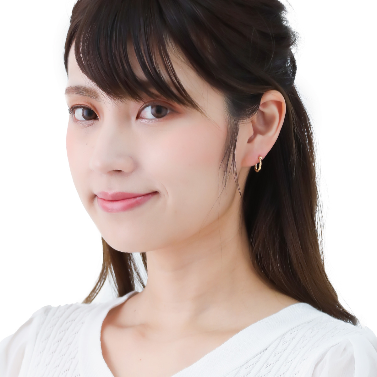 日本製 K18ポスト 18金 ゴールド ひねりライン ツイスト 華奢 小さめ ミニ シンプル 金属アレルギー対応 フープピアス レディース 爆買の画像