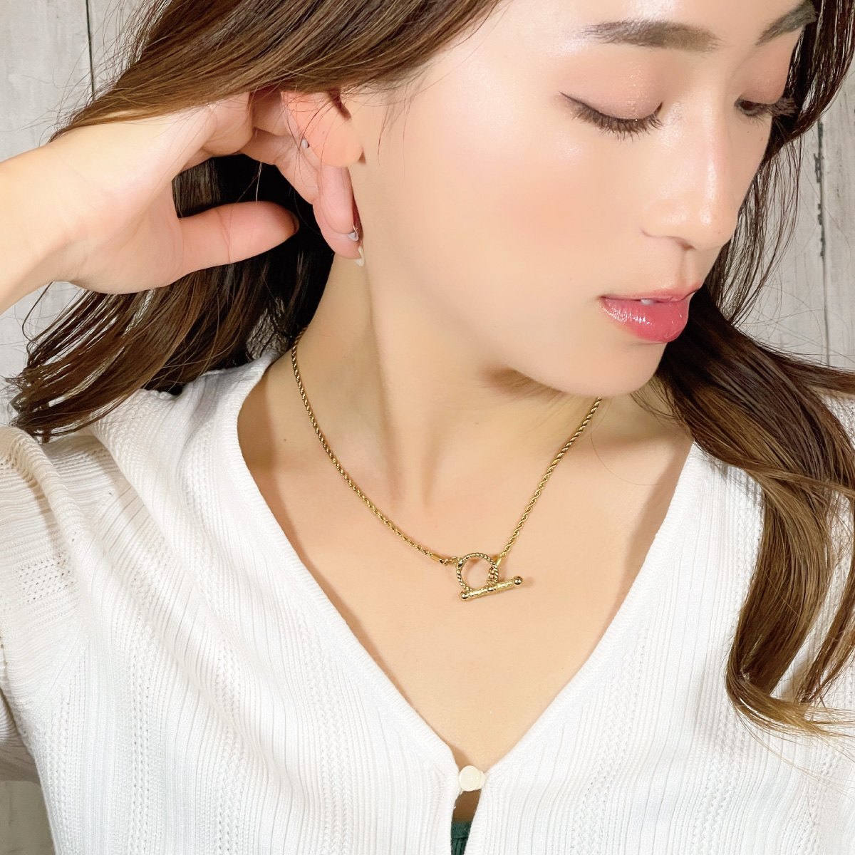 マンテル ネックレス サージカルステンレス316L製 Y字 パイプ