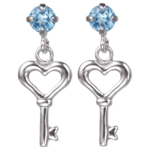 K10WG K10 K10PG 天然石の下でオープンハートキーが揺れるピアス 鍵