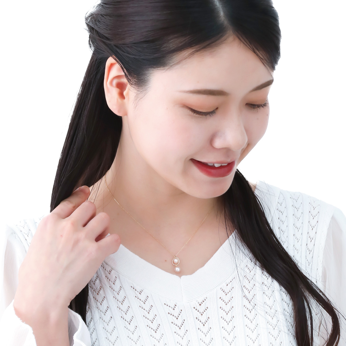 K10 10金 アコヤパール 真珠 ドレスに合う シンプル ホワイトゴールド 