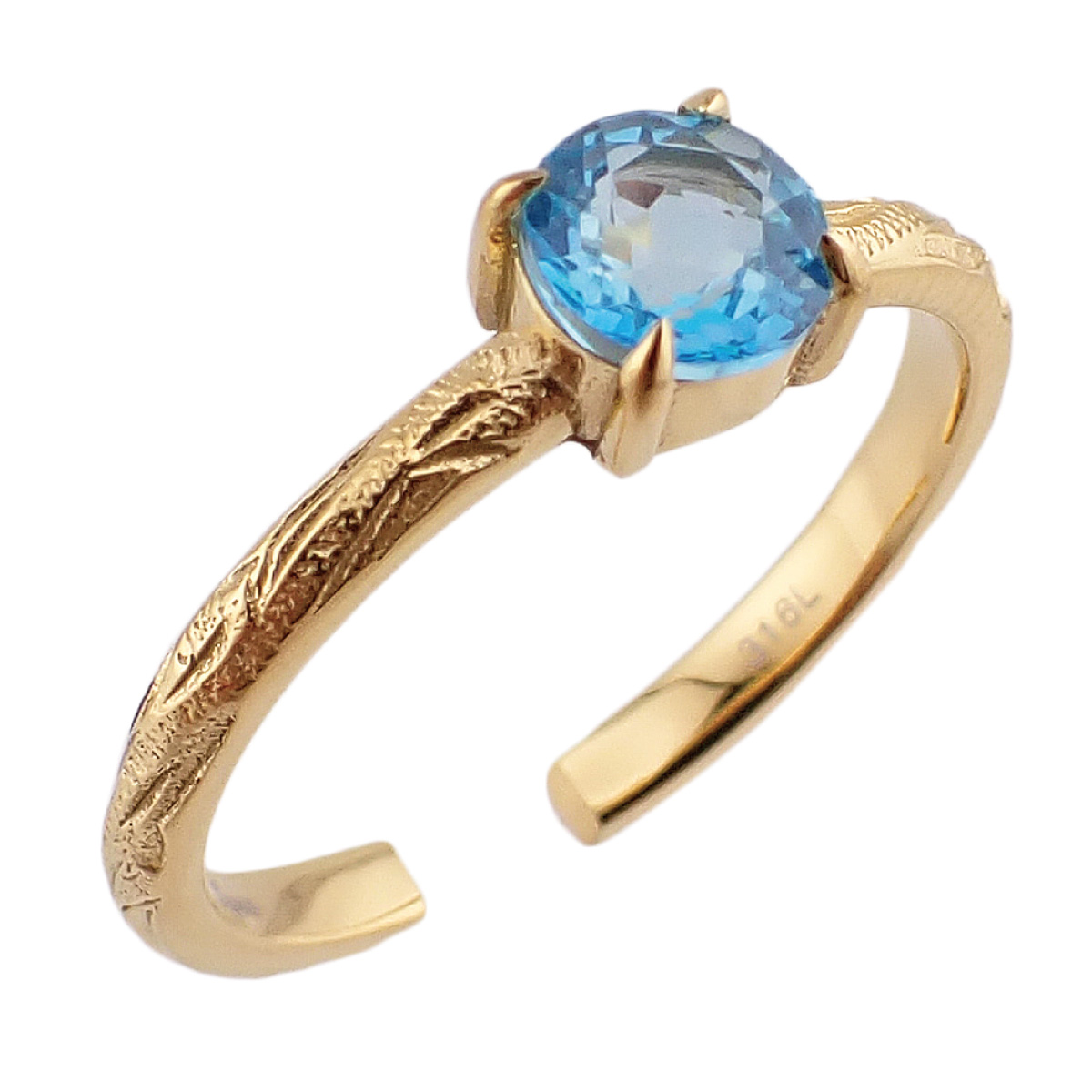 リング サージカルステンレス316L製 天然石 ガーネット ブルートパーズ