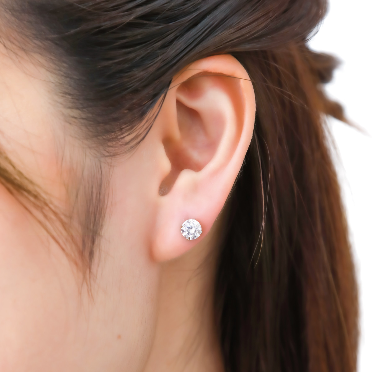 ピアス 18金ポスト K18 K18WG キュービックジルコニア ニッケルフリー 