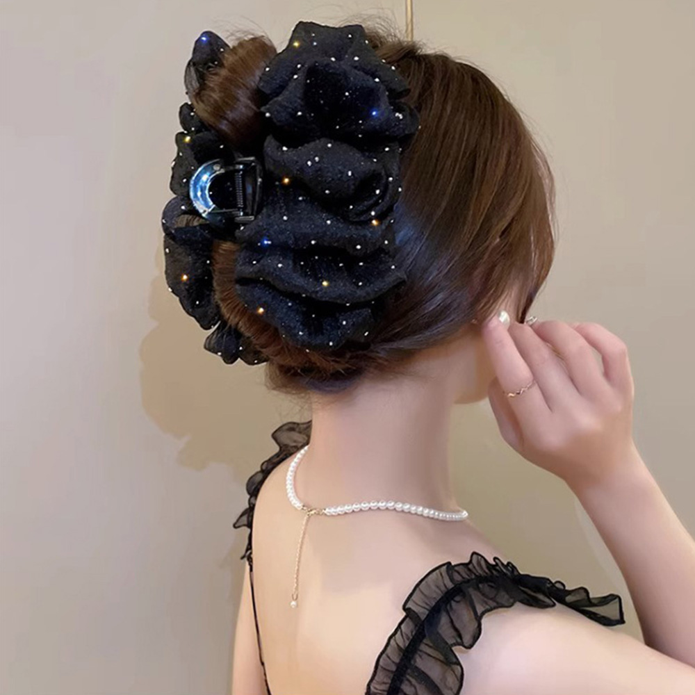 バンスクリップ レディース 春夏秋冬 シュシュ風 大きめ ヘアアクセ 髪