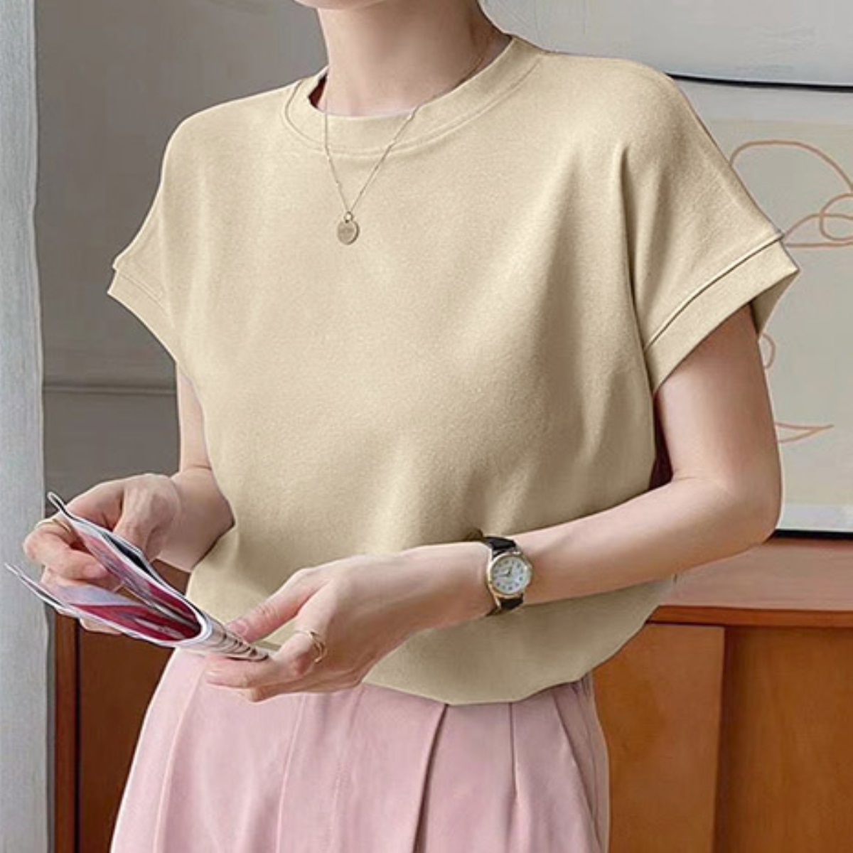 バーバリー　フレンチスリーブ　半袖Tシャツ　M f5580-230703-01.jpg