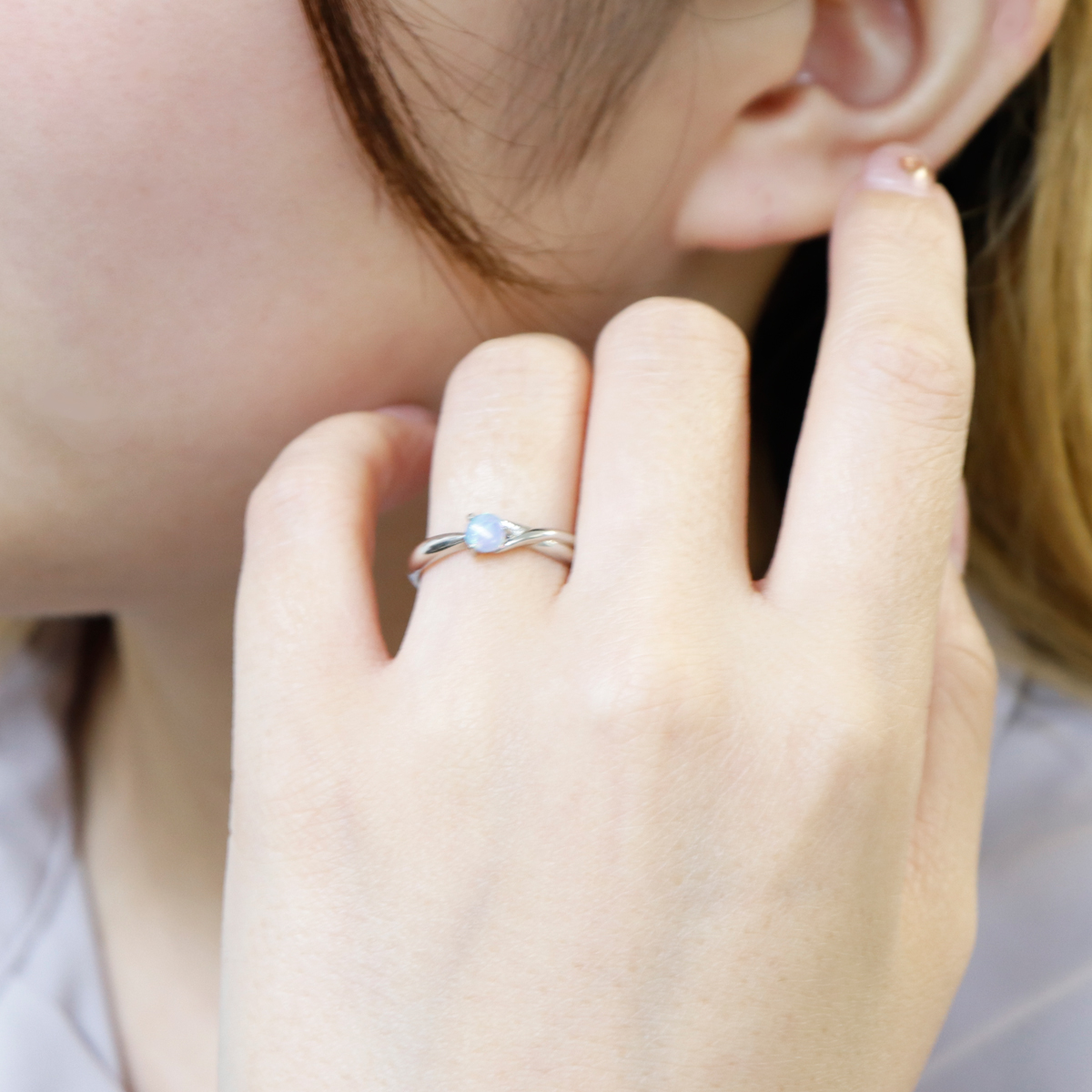 10月の誕生石オパール 指輪 Opal Ring レディース 日本製 ロジウムコーティング ブルー 大人 綺麗 上品｜kagu-piena｜04