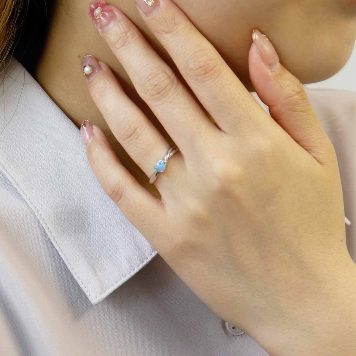10月の誕生石オパール 指輪 Opal Ring レディース 日本製 ロジウムコーティング ブルー 大人 綺麗 上品｜kagu-piena｜06