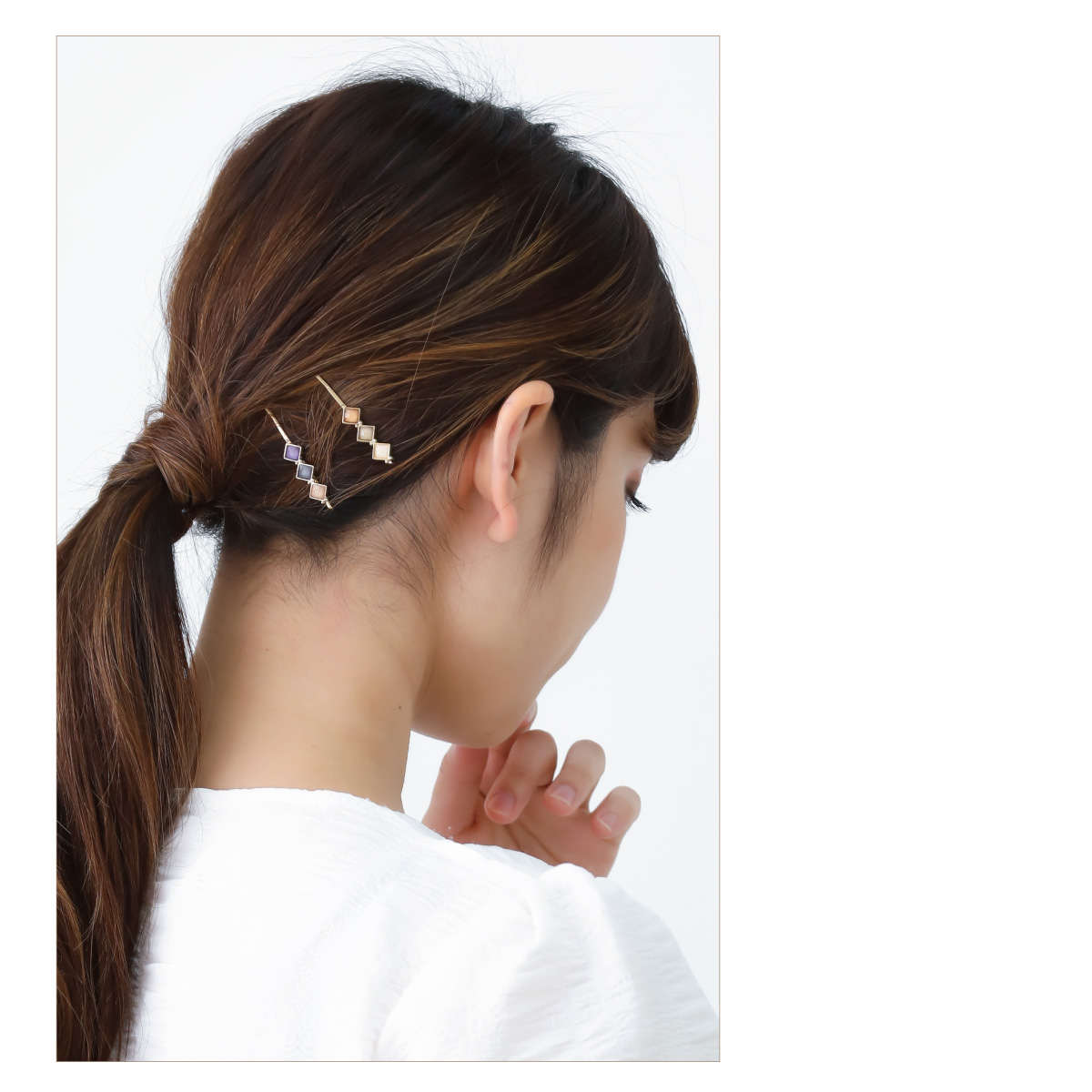 ヘアピン ヘアアクセサリー 2点セット ダイヤ ひし形 ヘア