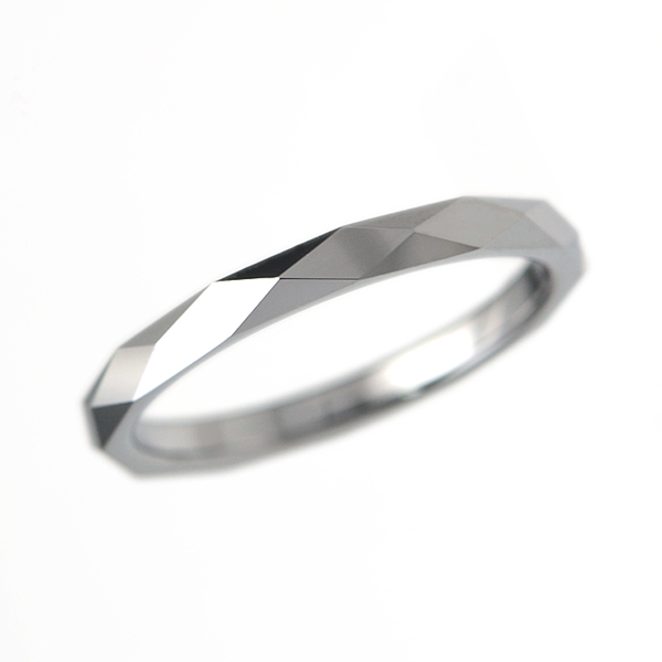 【稼働美品】agete ピンクゴールド　2Pダイヤ silver刻印 超高純度タングステンリング ひし形にカットされた模様の2mmリング