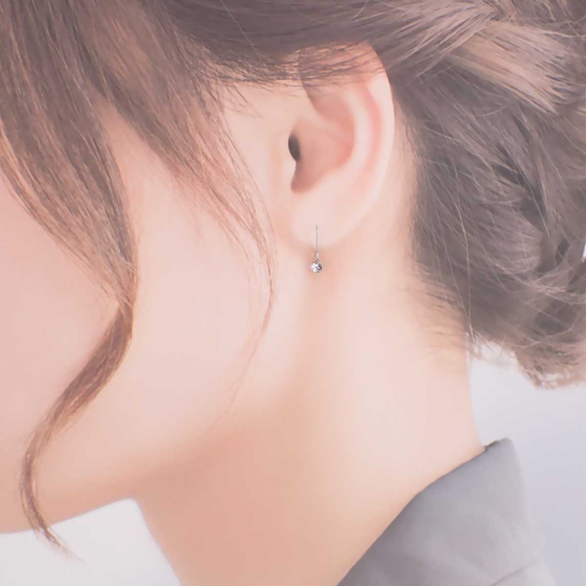 フックピアス プラチナ900製ポスト 低アレルギー アクアマリン 3mm 