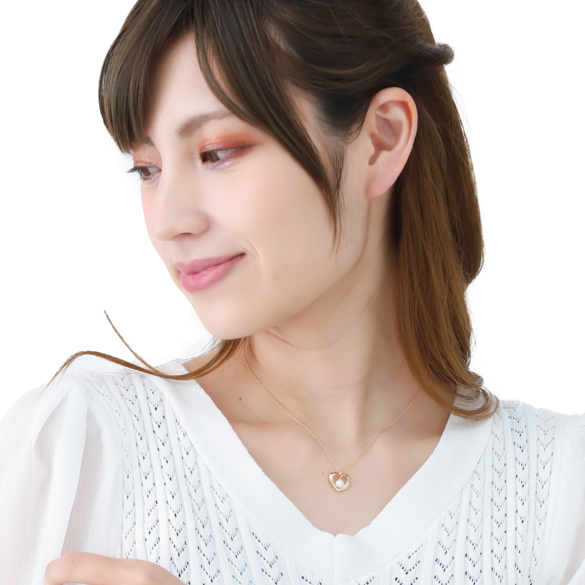 オープンハート ハート型 キラキラ ペンダント ネックレス