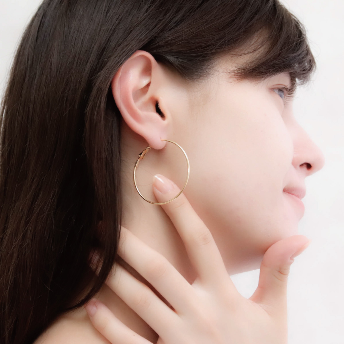 サージカルステンレス製ポスト 両耳用 ビッグフープ 大ぶり 直径約4cm 