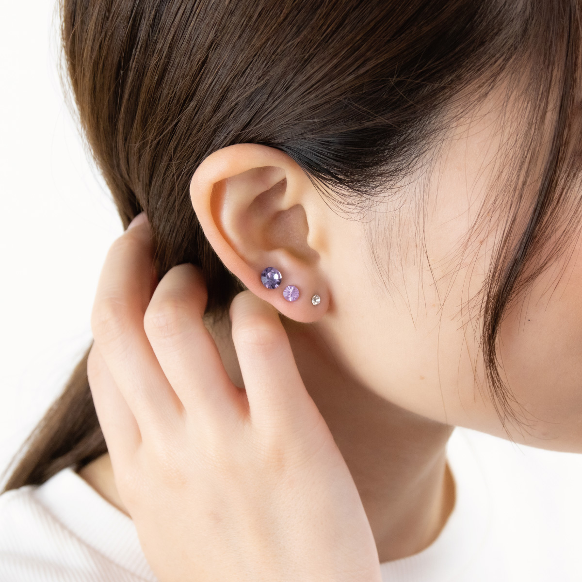 スワロフスキー3サイズ6個セット低金属アレルギーピアス 日本製
