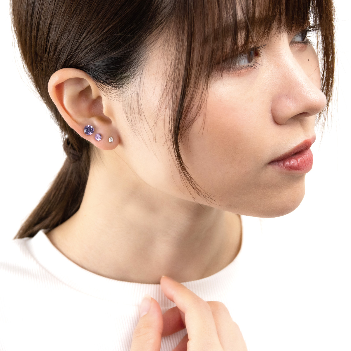 ピアス スワロフスキー チタン製ポスト 4粒 ひし形 お花