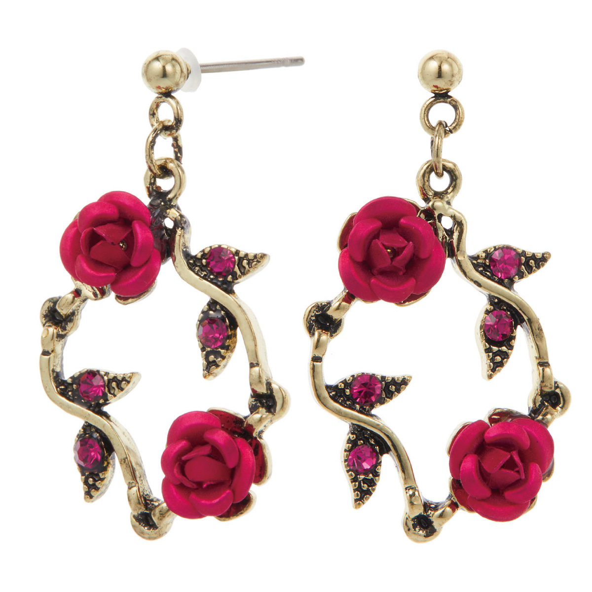 122Ar【高品質✨】ピアス　薔薇　バラ　プラチナ仕上げ　1粒石　シンプル　上品 ピアス 薔薇 ローズ バラ ばら フラワー お花 CZダイヤモンド