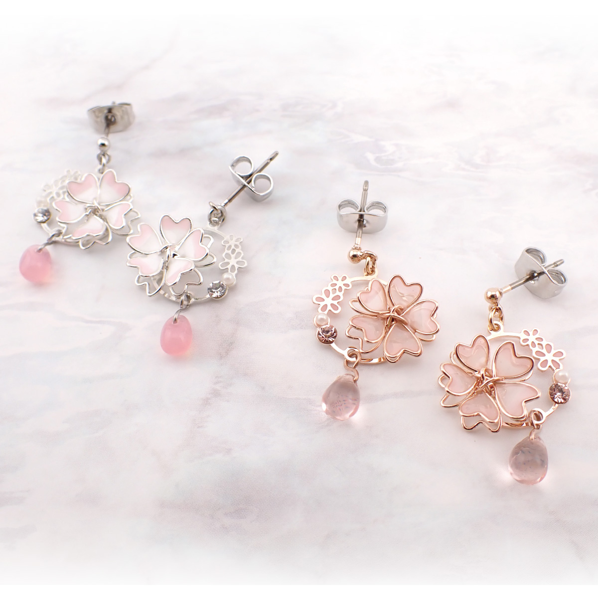 Yahoo! Yahoo!ショッピング(ヤフー ショッピング)ピアス 金属アレルギー レディース 両耳用 チタン製ポスト 日本製 桜 サクラ さくら 春 花 ピンク 揺れる 和風 和柄 和服 お肌に優しい