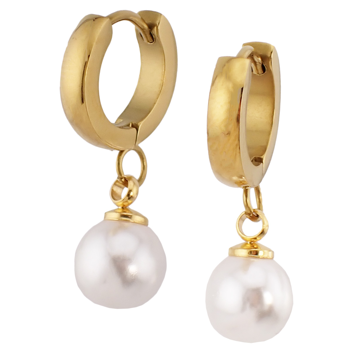 フープピアス サージカルステンレス製 パール 1粒 1石 ワンストーン