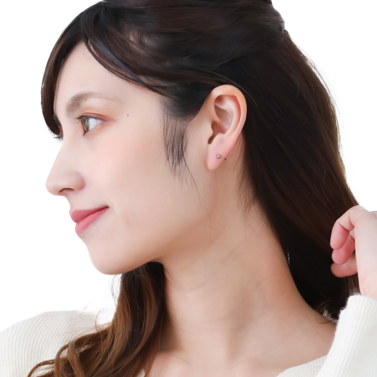 ブラックダイヤ 3mm 裏面フラット ワンストーン 6本爪 シンプル 金属