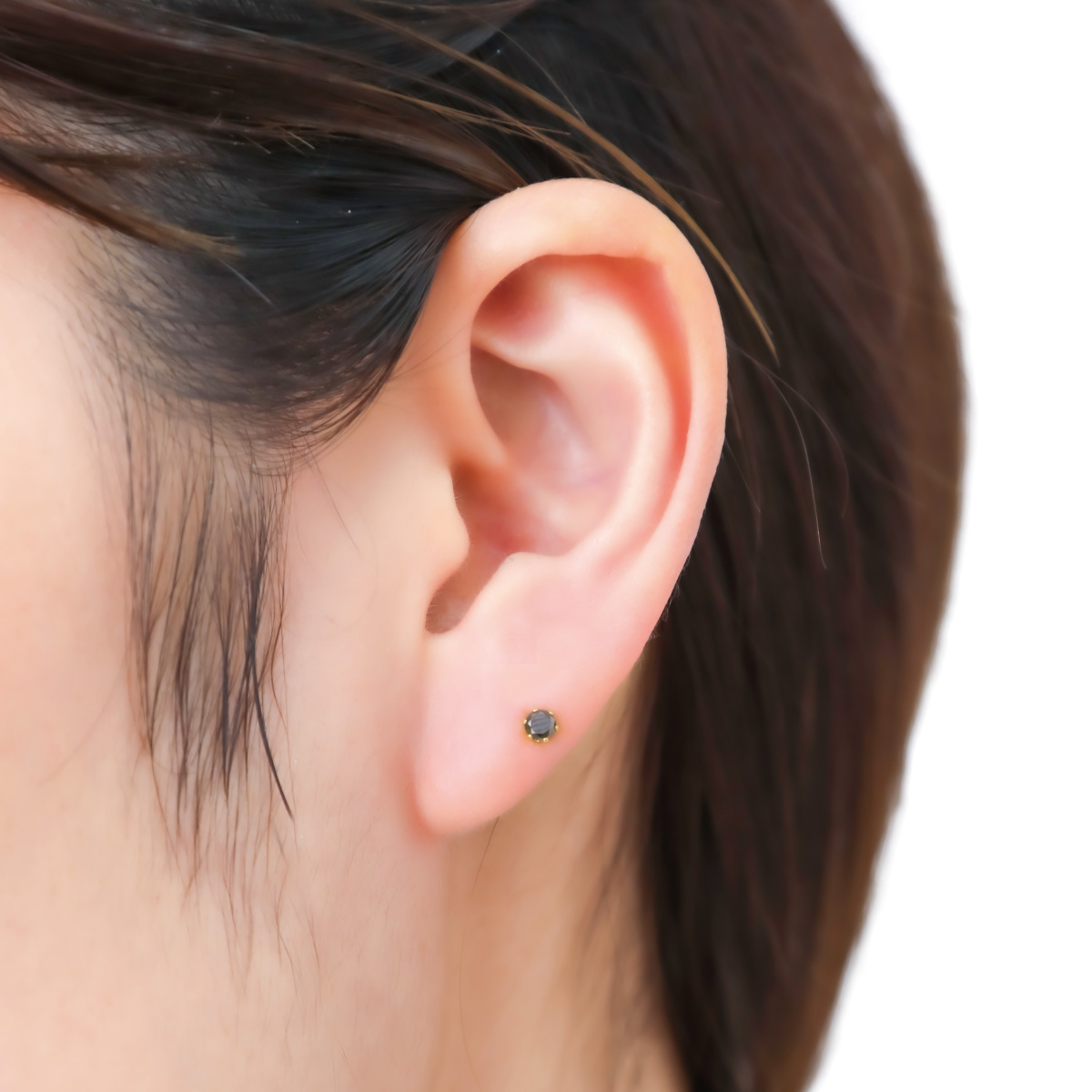 ブラックダイヤ 3mm 裏面フラット ワンストーン 6本爪 シンプル 金属