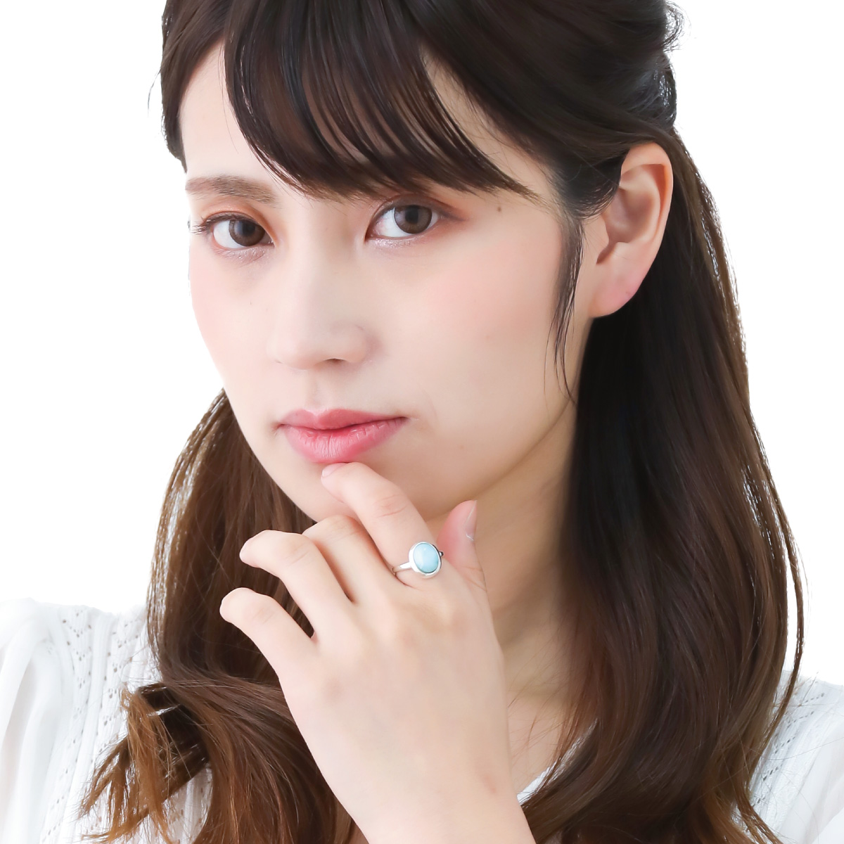 リング レディース シルバー925 天然石 ラリマー ブルー ペクトライト