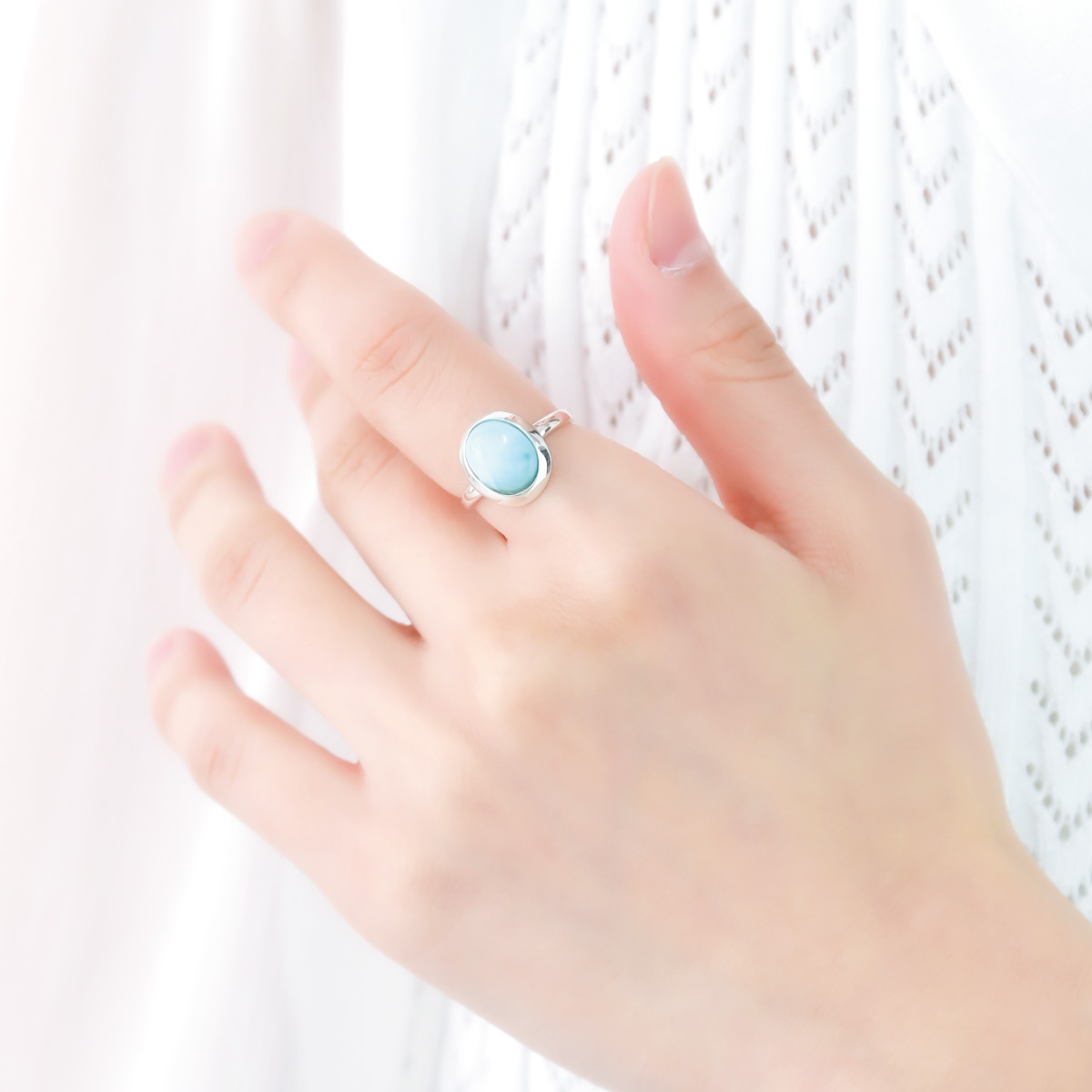リング レディース シルバー925 天然石 ラリマー ブルー ペクトライト