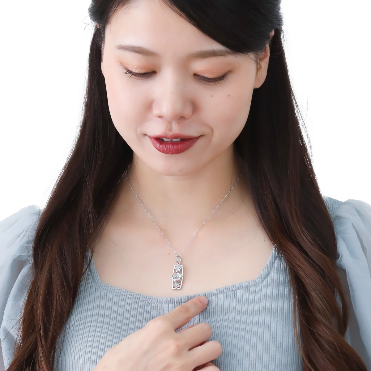 新品未使用 シルバー ハイビスカス 花 ネックレス ネックレス レディース シルバー925 ハワイアンジュエリー
